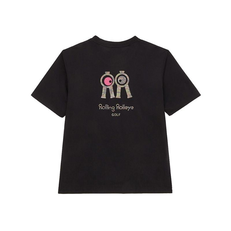 Mサイズ ユニセックス Rolling Rolleye ロールロール カモ ピンク ラウンド Tシャツ ブラック /
