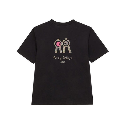 Mサイズ ユニセックス Rolling Rolleye ロールロール カモ ピンク ラウンド Tシャツ ブラック /